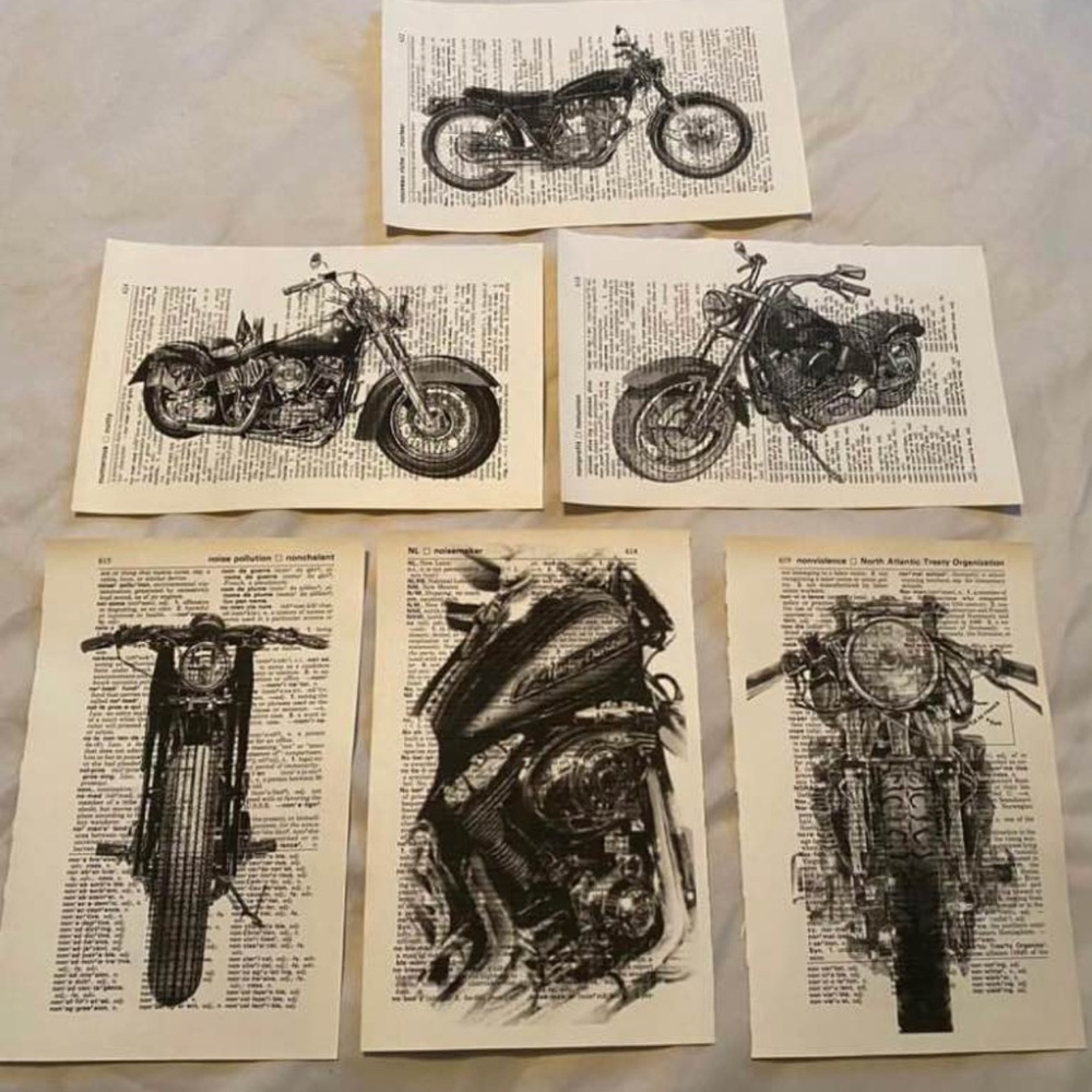 Motorcycle Themed dictionary prints